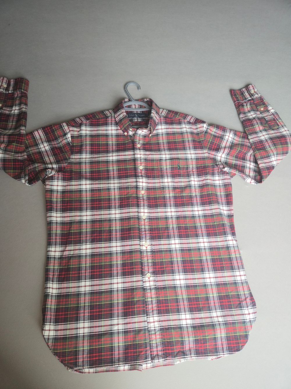 Ralph Lauren Classic Plaid Button Down Shirt Men's L Red Green Tartan Long